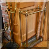 DF07. Brass fireplace tools stand.